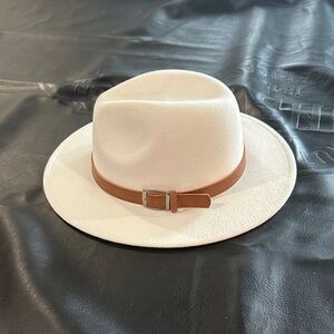 Elegant White Fedora with Tan Band